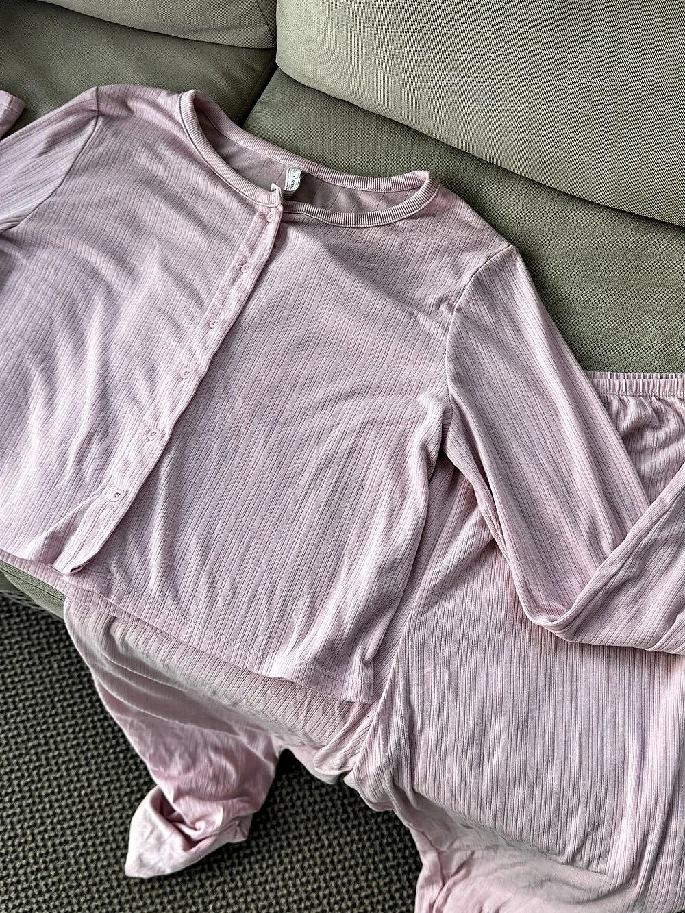 auden Ribbed Pajama Set in Pink Size XL